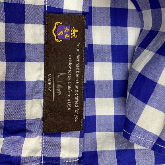 Robert Talbott Estate Blue & White Gingham Shirt 15.5 - Picture 5 of 7